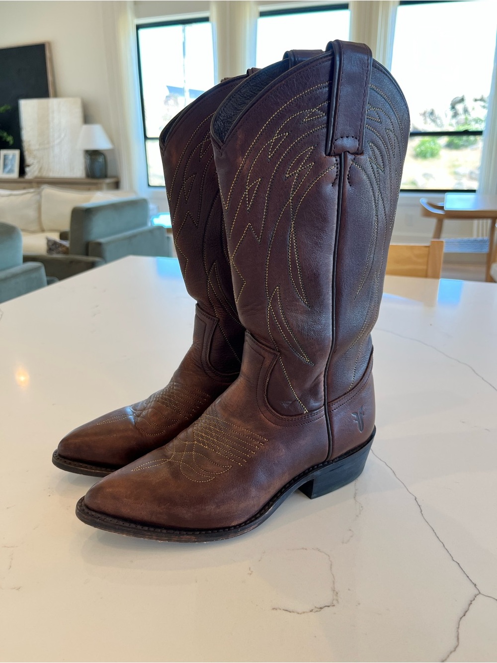 FRYE Billy Pull On Cowboy Boots Deco Stitching size 6 1/2